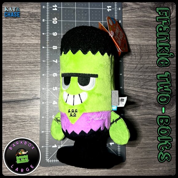 NWT Bark Box Frankie Two Bolts Frankenstein Halloween Plush Green Sz L Dog Toy - Picture 6 of 10